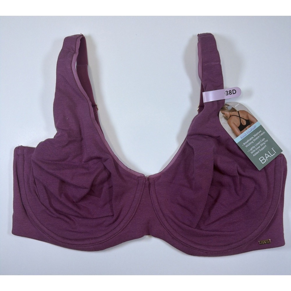 Bali Cotton Collection 2-Ply Full Coverage Underwire Bra 38D Mauve DF8131 NEW